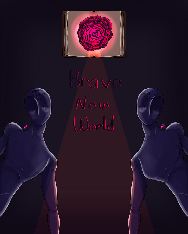 Concept illustration of the book “Brave New World” by Adolus Huxley